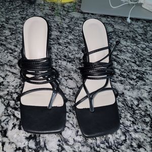 Black strappy heels